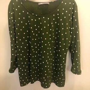 Lee Rider XL Green Polka Dot 3/4 sleeve top